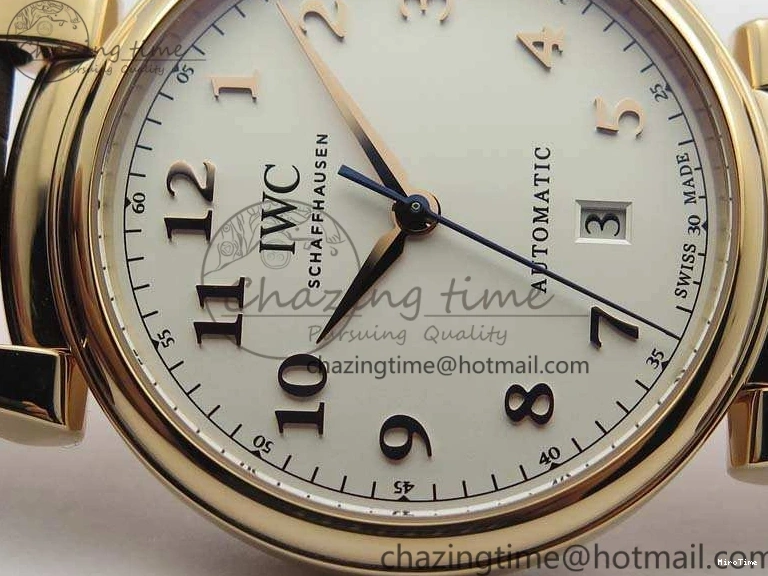 MIROTIME 0722 Neat Da Vinci IW356601 RG MKF 1:1 Best Edition White Dial On Brown Leather Strap A 7230